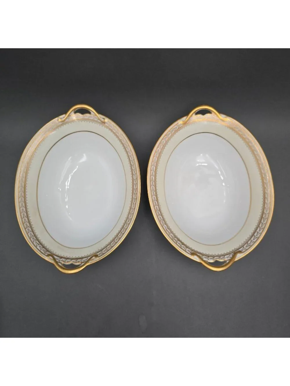 Antique Noritake Chanfaire Oval Vegetable Bowl Set 2 Hand Painted Art Deco